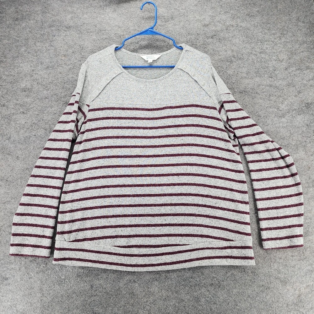 Market Spruce Shirt Womens 1X Gray Striped Long Sleeve